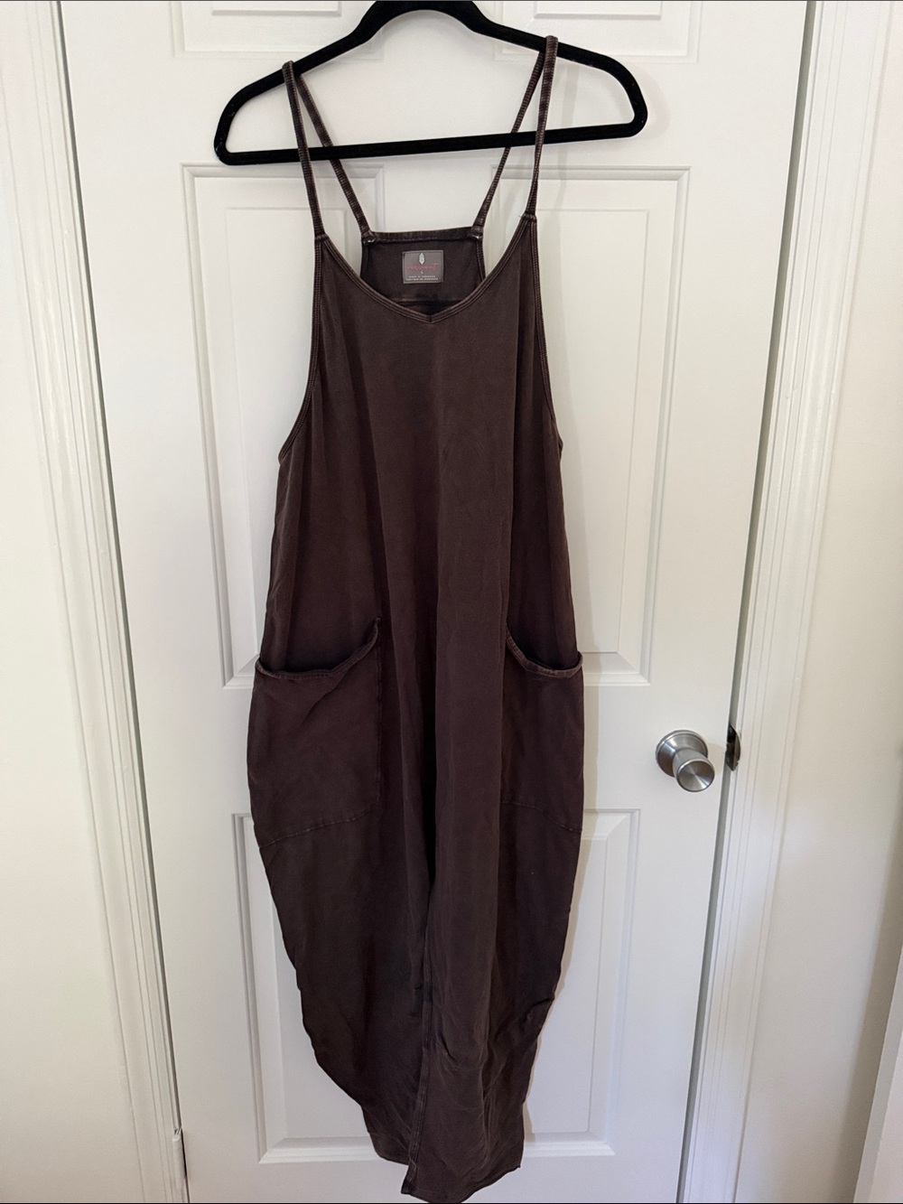 Free People Brown Relaxed Strap Jumpsuit with Pockets